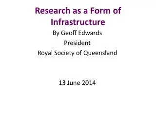 Research as a Form of Infrastructure