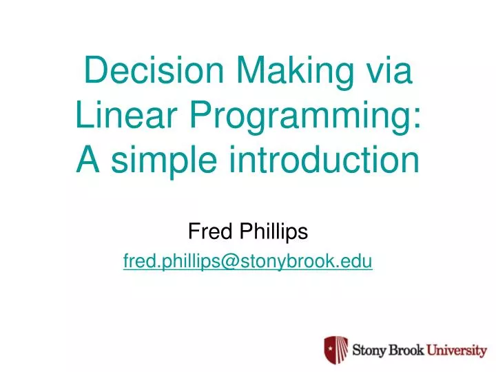 decision making via linear programming a simple introduction