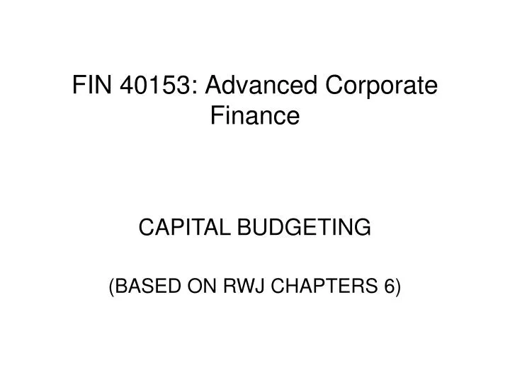 fin 40153 advanced corporate finance