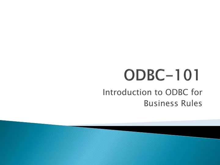 odbc 101