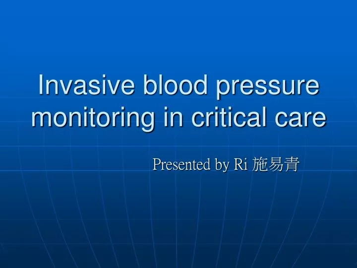 invasive blood pressure monitoring in critical care