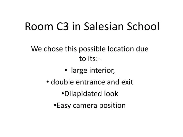 room c3 in salesian school