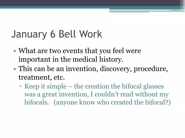 january 6 bell work