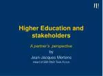 Higher Education and stakeholders - slide 1