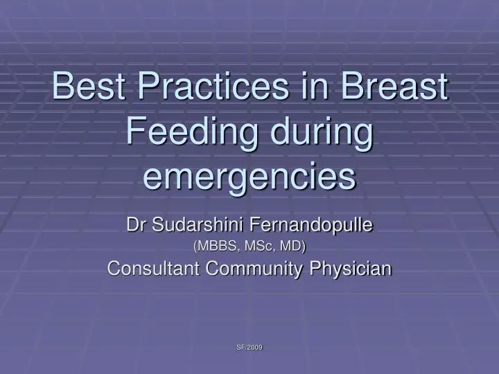 best practices in breast feeding during emergencies