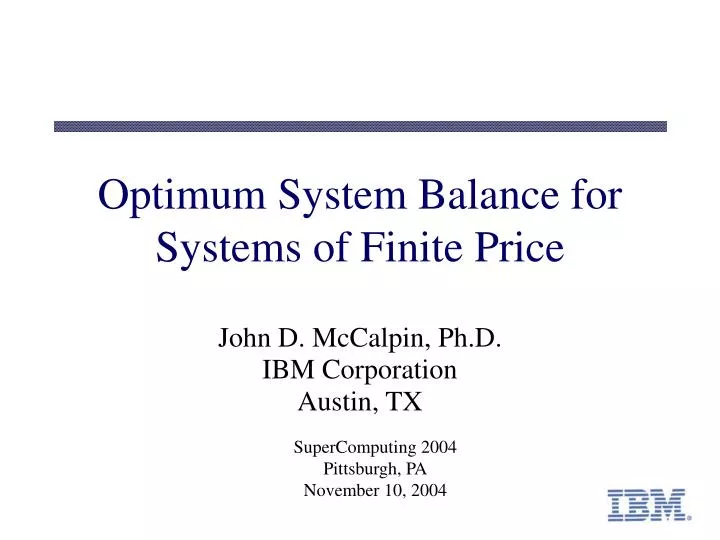 optimum system balance for systems of finite price