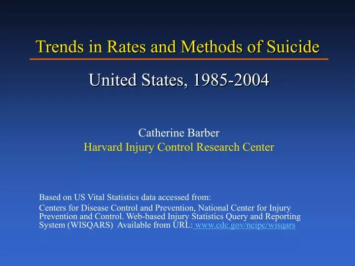 trends in rates and methods of suicide