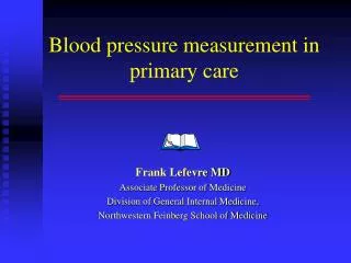 Blood pressure measurement in primary care