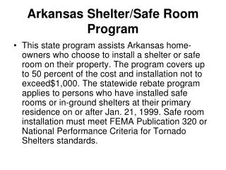 Arkansas Shelter/Safe Room Program