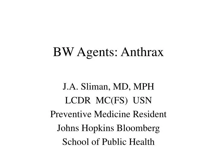 bw agents anthrax