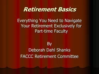 Retirement Basics