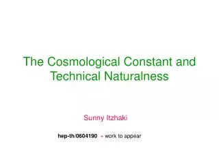 The Cosmological Constant and Technical Naturalness