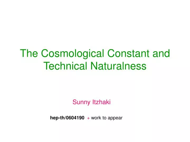 the cosmological constant and technical naturalness