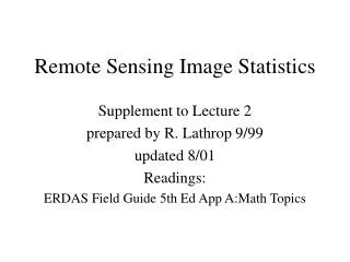 Remote Sensing Image Statistics
