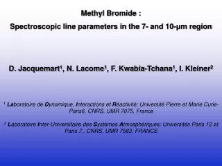 Methyl Bromide : Spectroscopic line parameters in the 7- and 10- ? m region