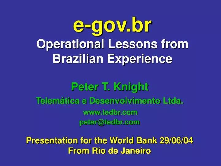 e gov br operational lessons from brazilian experience