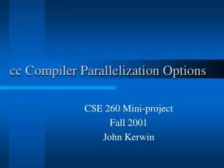 cc Compiler Parallelization Options