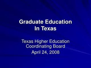 Graduate Education In Texas