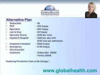 Alternative Plan Deductible 		- $0 			 PCP 			- $25 Copay Specialist		- $50 Copay