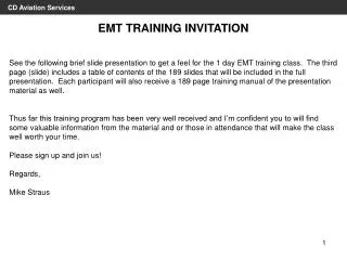 EMT TRAINING INVITATION