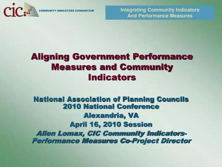 aligning government performance measures and community indicators