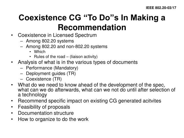 coexistence cg to do s in making a recommendation