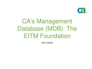CA's Management Database (MDB): The EITM Foundation