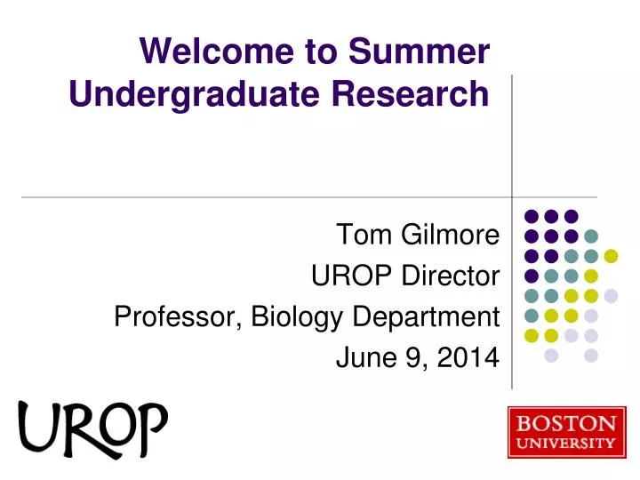 welcome to summer undergraduate research