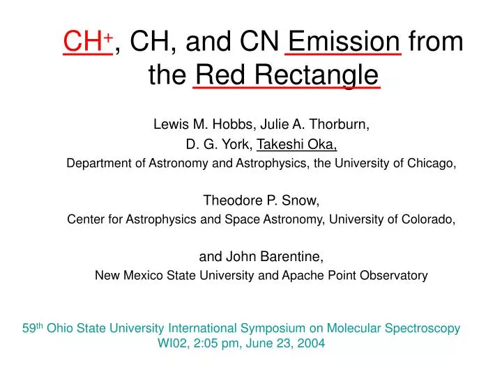 ch ch and cn emission from the red rectangle