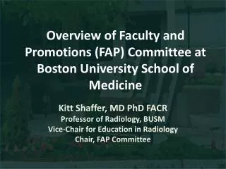 Overview of Faculty and Promotions (FAP) Committee at Boston University School of Medicine