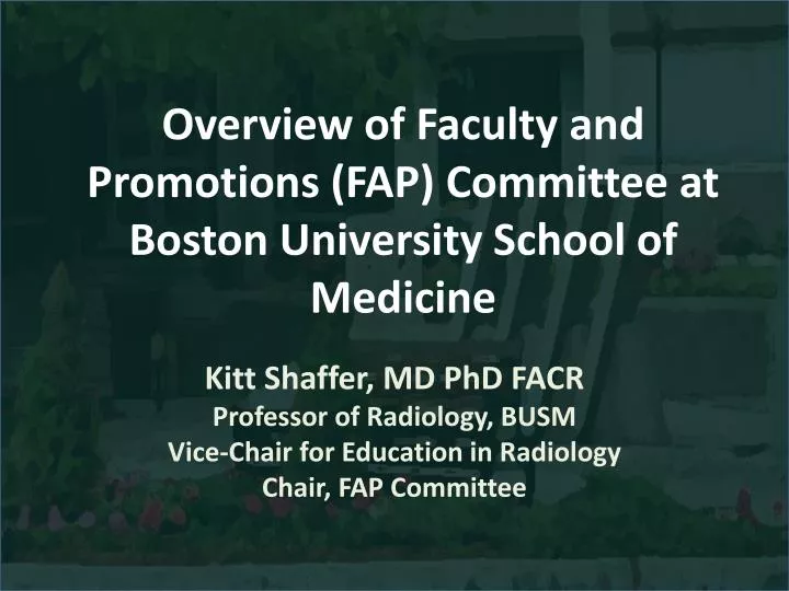 overview of faculty and promotions fap committee at boston university school of medicine