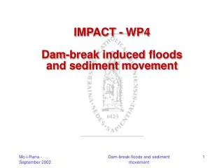 IMPACT - WP4 Dam-break induced floods and sediment movement