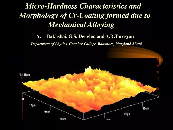 micro hardness characteristics and morphology of cr coating formed due to mechanical alloying
