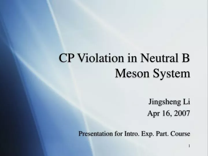 cp violation in neutral b meson system