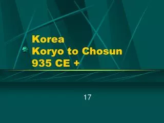 Korea Koryo to Chosun 935 CE +