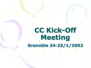CC Kick-Off Meeting