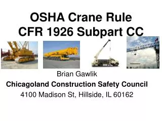 OSHA Crane Rule CFR 1926 Subpart CC