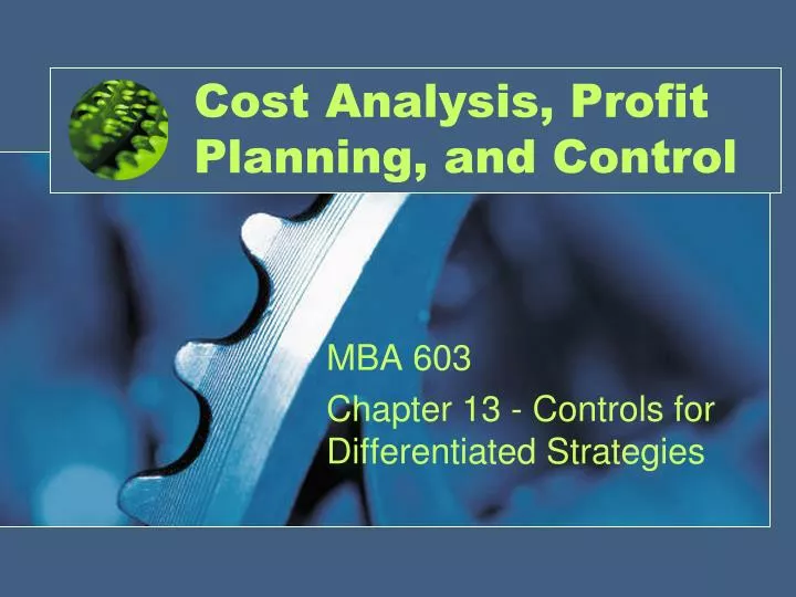 cost analysis profit planning and control