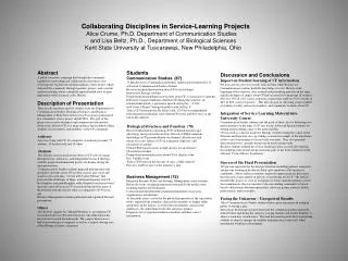 Collaborating Disciplines in Service-Learning Projects