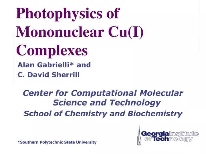 photophysics of mononuclear cu i complexes