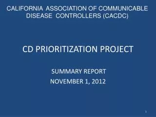 CD PRIORITIZATION PROJECT