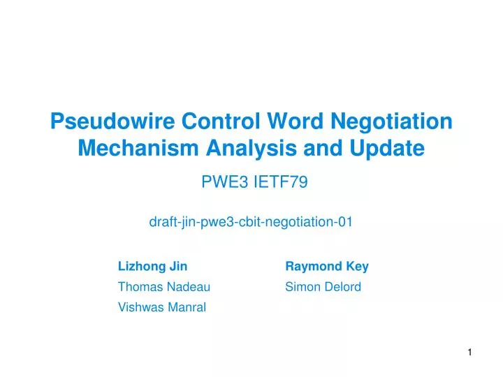 pseudowire control word negotiation mechanism analysis and update