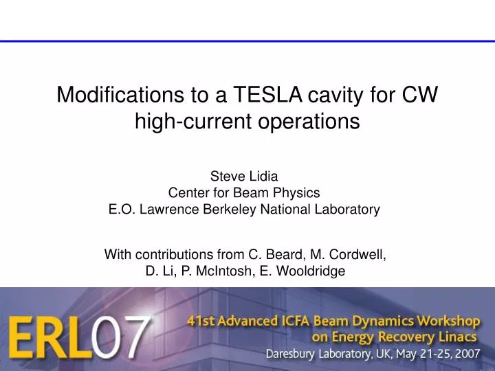 modifications to a tesla cavity for cw high current operations