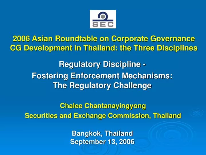 2006 asian roundtable on corporate governance cg development in thailand the three disciplines