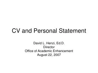 CV and Personal Statement