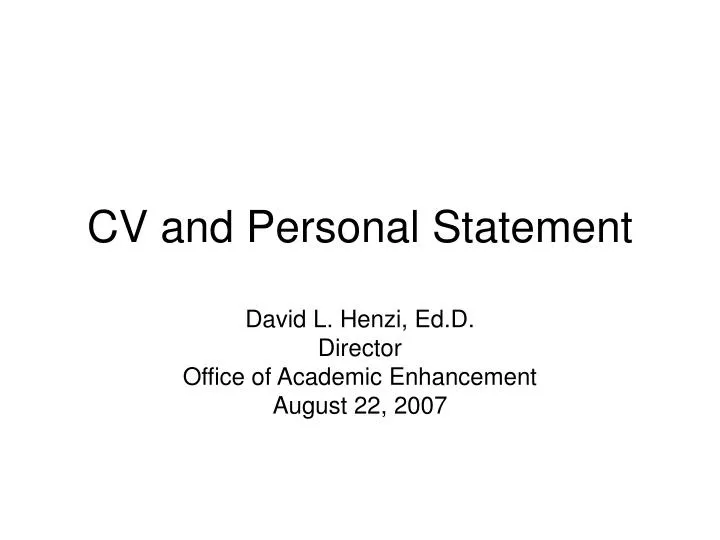 cv and personal statement
