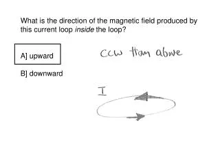 A loop of copper wire is shown. Moving the magnet up: A] causes increasing upward B flux