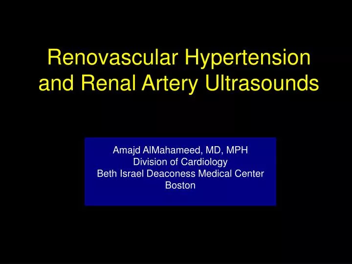 renovascular hypertension and renal artery ultrasounds