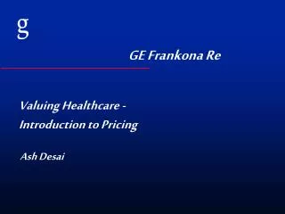Valuing Healthcare - Introduction to Pricing
