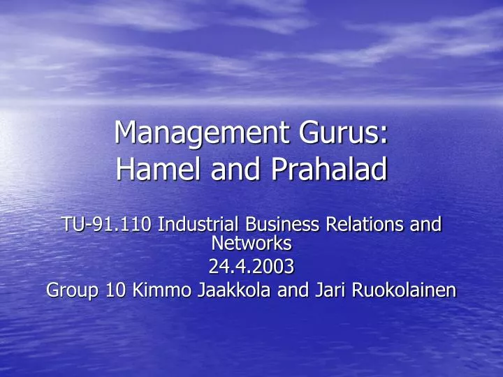 management gurus hamel and prahalad